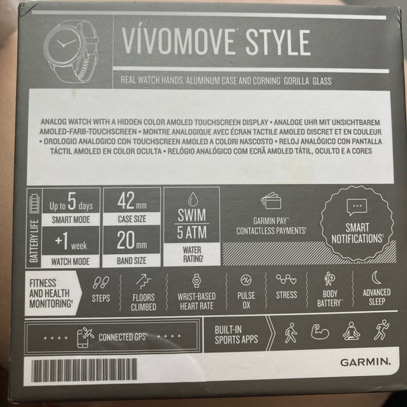 Vívomove® Style Light Gold & Blush Pink Garmin Hybrid Smartwatch - Picture 6 of 7